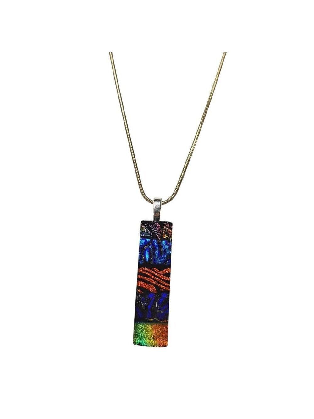 Vintage Handmade Dichroic Glass Pendant Necklace